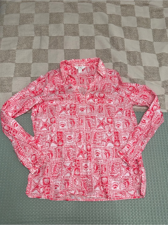 Lilly Pulitzer Tops - NWOT Lilly Pulitzer Jae Tunic in the "Mizner Red Seaside Harbour" print size M